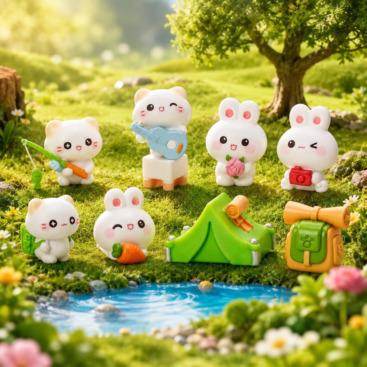 Cartoon-Camping-Bunnies-Mini-Figurines-1