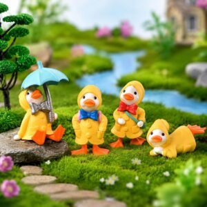 Miniature Cartoon Duck In Raincoat-1