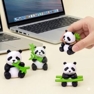 Panda Miniature Figurines With Bamboo