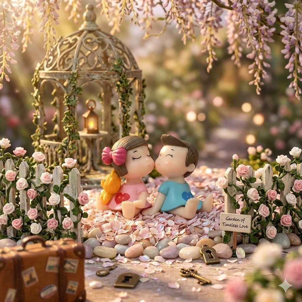 Romantic Kissing Couple Miniature Statue Showpiece-1