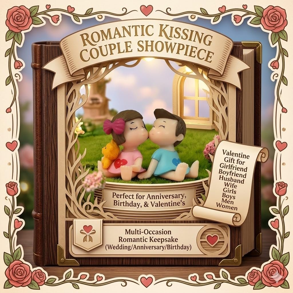 Romantic Kissing Couple Miniature Statue Showpiece-2