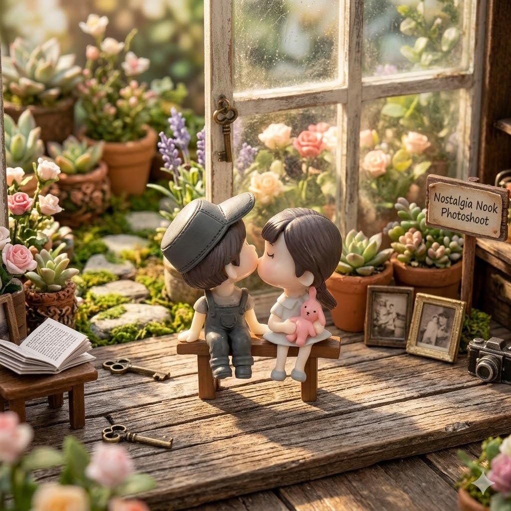 Romantic Love Couple Kissing Miniature Figurine-1