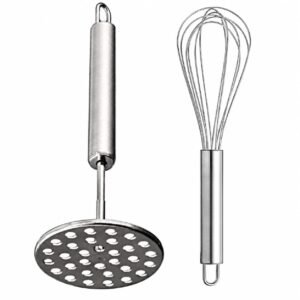 Stainless Steel Potato Masher And Whisk Combo